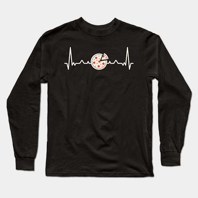 Funny Pepperoni Pizza Heartbeat Gift Long Sleeve T-Shirt by qwertydesigns